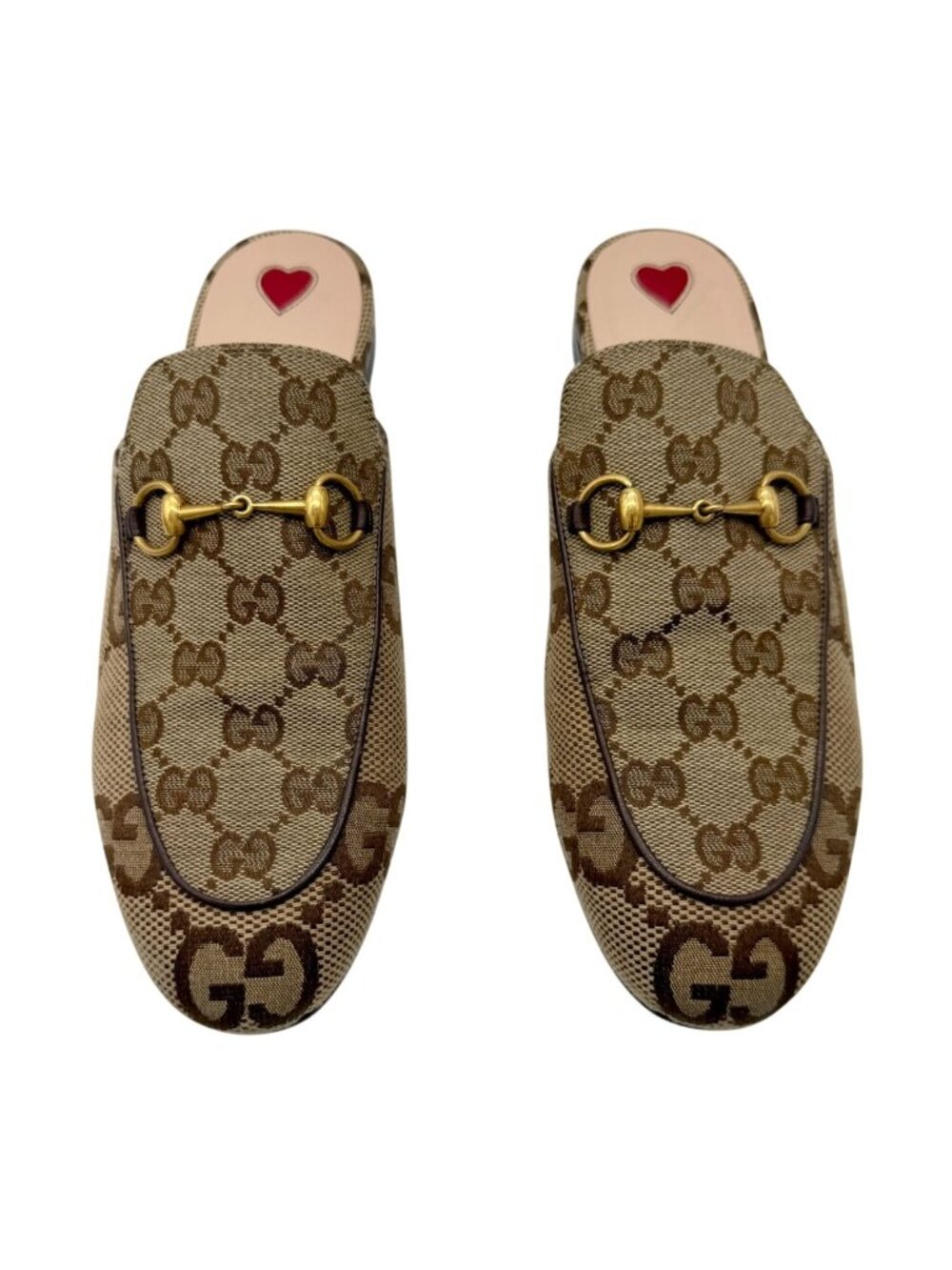 Gucci Princetown horsebit leather-trimmed canvas-jacquard slippers - Size 39